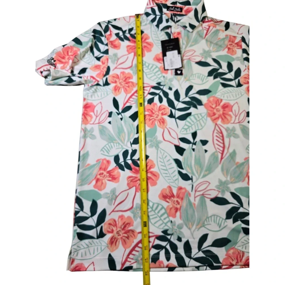 NWT‎ Bad Birdie M Floral Polo Shirt 4-Way Stretch UPF 50+